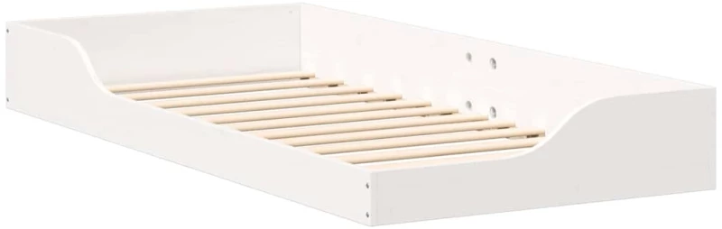 vidaXL Κρεβάτι δαπέδου Λευκό 100 x 200 cm Μασίφ ξύλο πεύκου