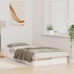 vidaXL Κρεβάτι δαπέδου Λευκό 100 x 200 cm Μασίφ ξύλο πεύκου