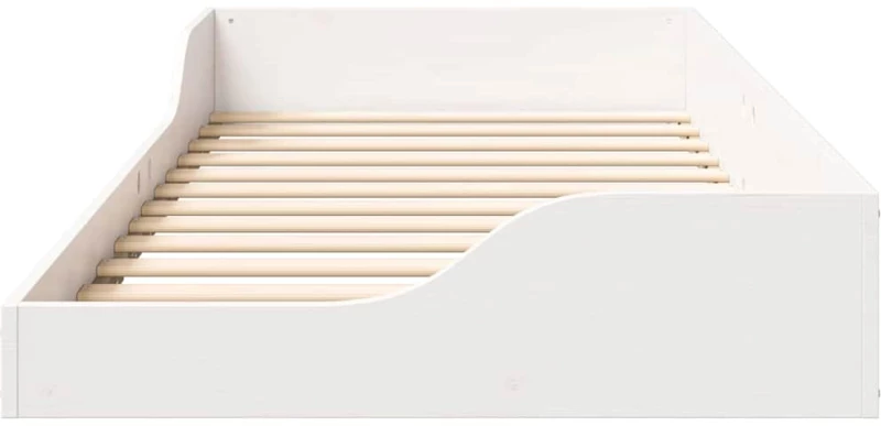 vidaXL Κρεβάτι δαπέδου Λευκό 100 x 200 cm Μασίφ ξύλο πεύκου