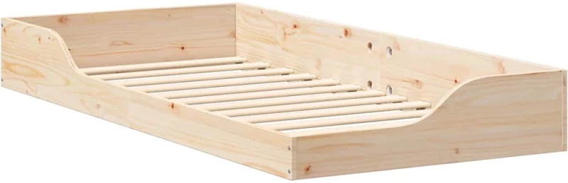vidaXL Κρεβάτι δαπέδου Καφέ 80 x 200 cm Μασίφ ξύλο πεύκου