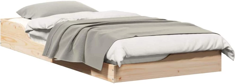 vidaXL Κρεβάτι δαπέδου Καφέ 80 x 200 cm Μασίφ ξύλο πεύκου