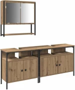 vidaXL Σετ Επίπλων Μπάνιου με αποθήκευση 3 pcs Καφέ 80 x 30 x 60 cm