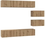 vidaXL Σετ επίπλου τηλεόρασης Επιτοίχιο 6 pcs artisan δρυς
