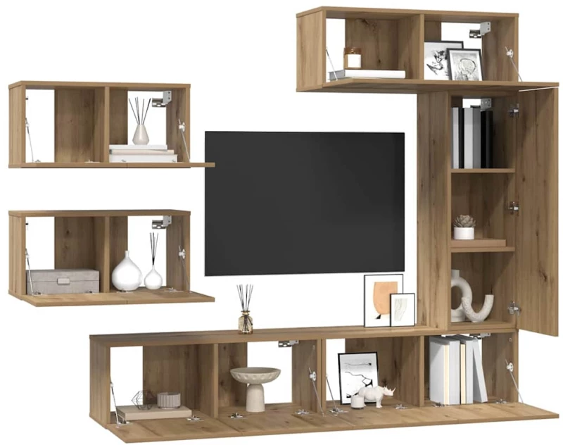 vidaXL Σετ επίπλου τηλεόρασης 6 pcs artisan δρυς 30.5 x 30 x 90 cm