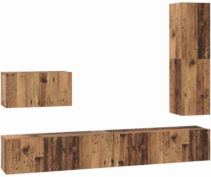 vidaXL Σετ επίπλου τηλεόρασης 4 pcs Παλαιό ξύλο 30.5 x 30 x 110 εκ.