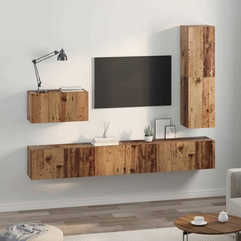 vidaXL Σετ επίπλου τηλεόρασης 4 pcs Παλαιό ξύλο 30.5 x 30 x 110 εκ.