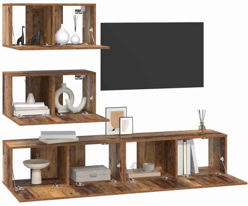 vidaXL Σετ επίπλου τηλεόρασης 4 pcs Παλαιό ξύλο 80 x 30 x 30 εκ