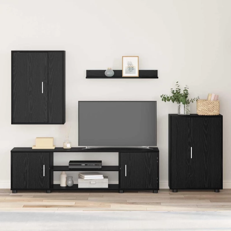 vidaXL Σετ 4 τεμαχίων για ντουλάπα τηλεόρασης 4 pcs Μαύρη δρυς