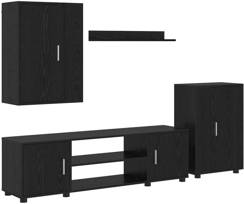 vidaXL Σετ 4 τεμαχίων για ντουλάπα τηλεόρασης 4 pcs Μαύρη δρυς
