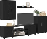 vidaXL Σετ 4 τεμαχίων για ντουλάπα τηλεόρασης 4 pcs Μαύρη δρυς