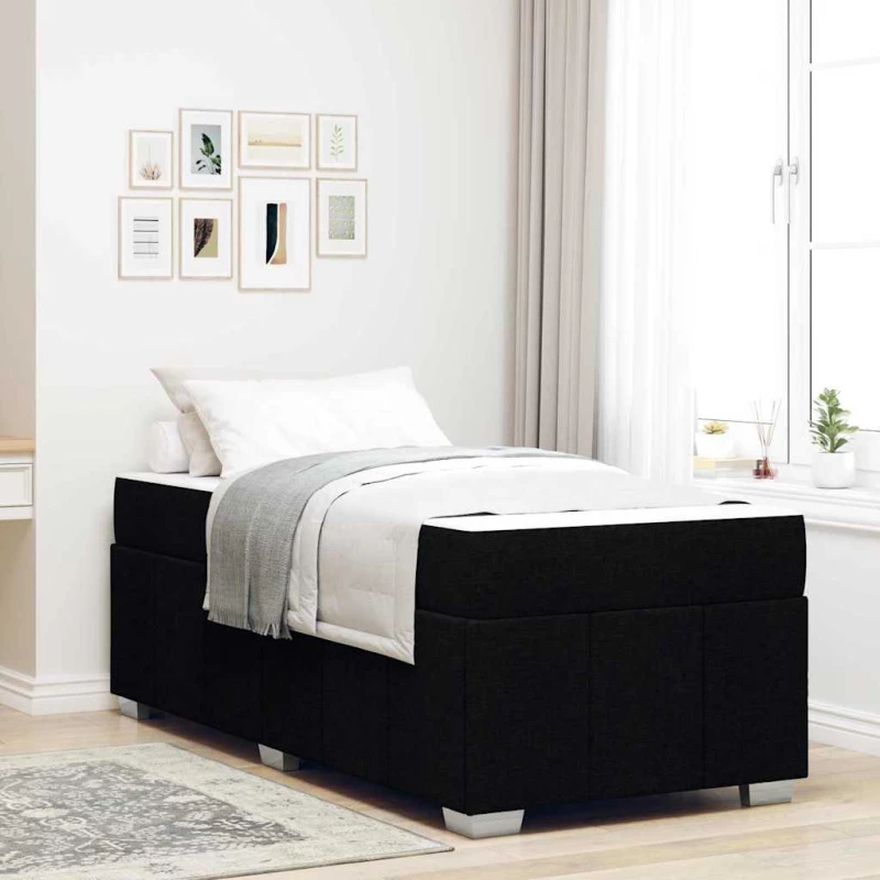 vidaXL Σκελετός Κρεβατιού με στρώμα Μαύρο 90 x 190 cm ύφασμα