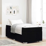 vidaXL Σκελετός Κρεβατιού με στρώμα Μαύρο 90 x 190 cm ύφασμα