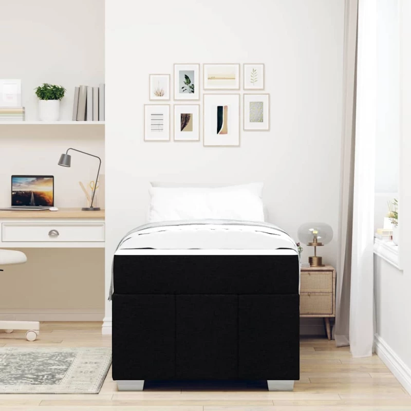vidaXL Σκελετός Κρεβατιού με στρώμα Μαύρο 90 x 190 cm ύφασμα