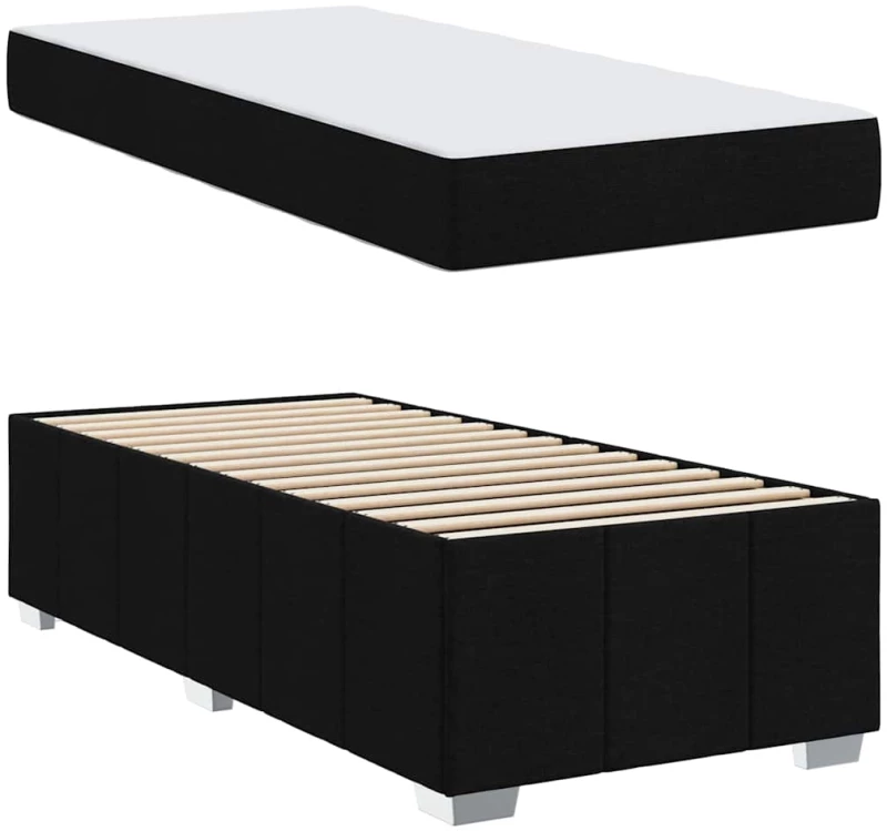 vidaXL Σκελετός Κρεβατιού με στρώμα Μαύρο 90 x 190 cm ύφασμα