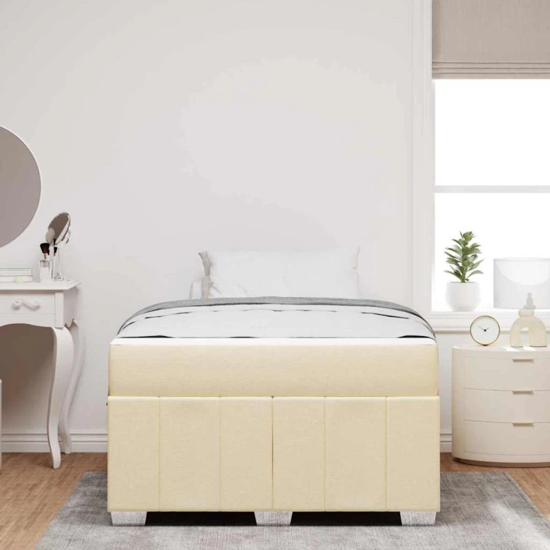 vidaXL Σκελετός Κρεβατιού με στρώμα Κρεμ 120 x 200 cm ύφασμα