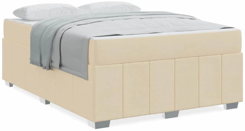 vidaXL Σκελετός Κρεβατιού με στρώμα Κρεμ 140 x 200 cm ύφασμα