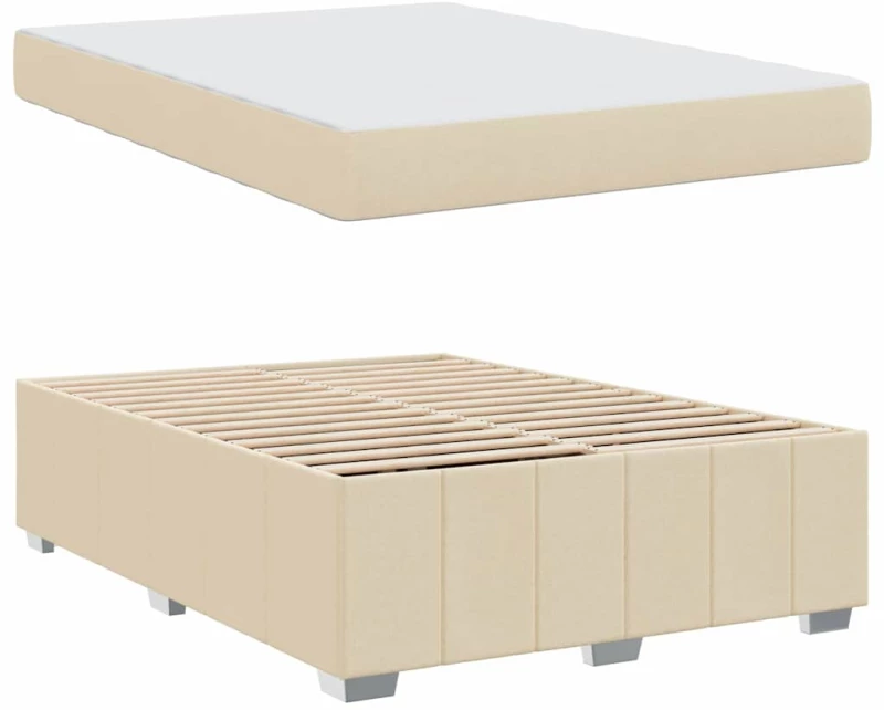 vidaXL Σκελετός Κρεβατιού με στρώμα Κρεμ 140 x 200 cm ύφασμα
