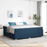 vidaXL Σκελετός Κρεβατιού με στρώμα Μπλε 200 x 200 cm ύφασμα