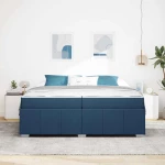 vidaXL Σκελετός Κρεβατιού με στρώμα Μπλε 200 x 200 cm ύφασμα