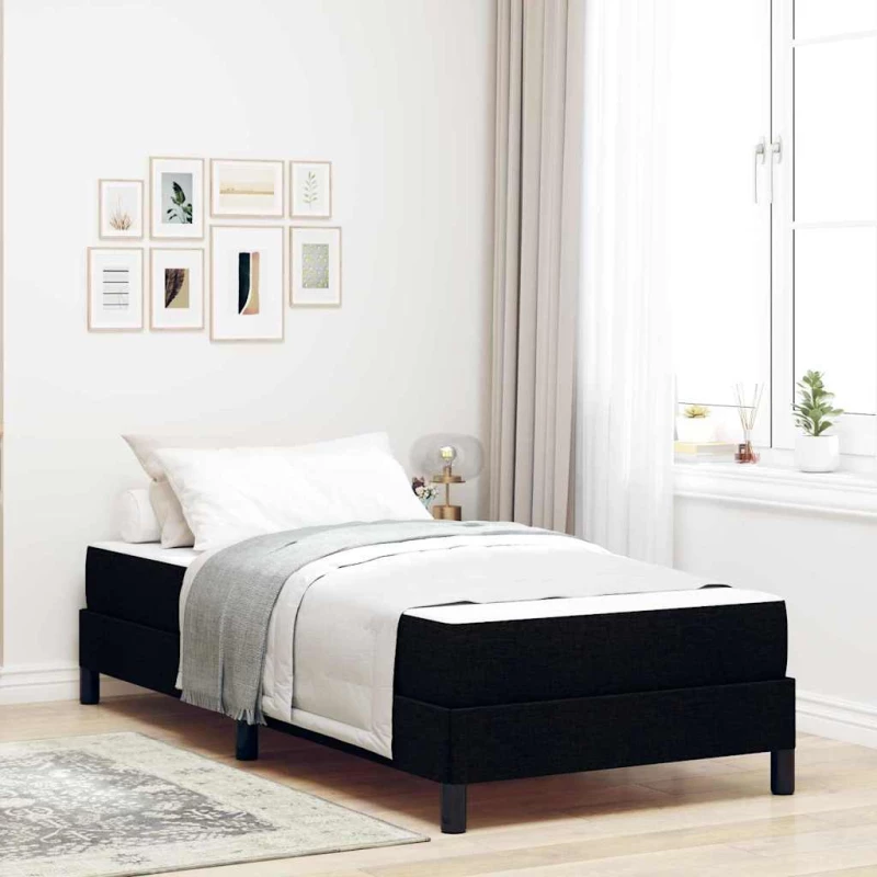 vidaXL Κρεβάτι με ελατήρια με στρώμα Μαύρο 90 x 190 cm ύφασμα