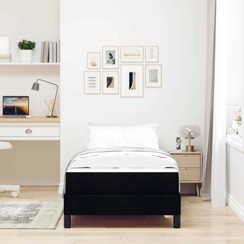 vidaXL Κρεβάτι με ελατήρια με στρώμα Μαύρο 90 x 190 cm ύφασμα
