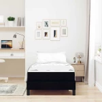 vidaXL Κρεβάτι με ελατήρια με στρώμα Μαύρο 90 x 190 cm ύφασμα