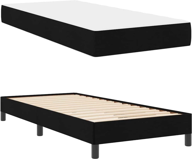 vidaXL Κρεβάτι με ελατήρια με στρώμα Μαύρο 90 x 190 cm ύφασμα