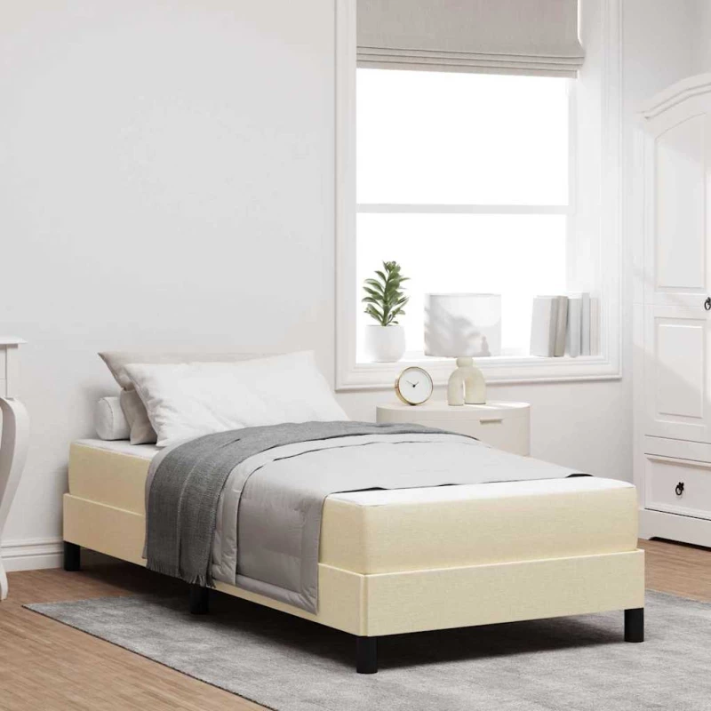 vidaXL Κρεβάτι με ελατήρια με στρώμα Κρεμ 90 x 200 cm ύφασμα