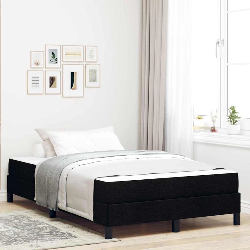 vidaXL Κρεβάτι με ελατήρια με στρώμα Μαύρο 120 x 190 cm ύφασμα