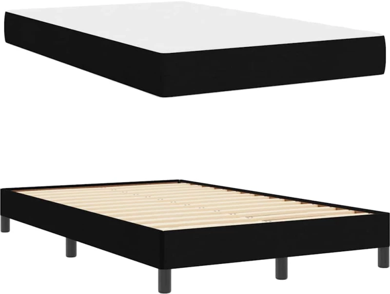vidaXL Κρεβάτι με ελατήρια με στρώμα Μαύρο 120 x 190 cm ύφασμα