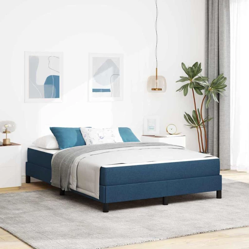 vidaXL Κρεβάτι με ελατήρια με στρώμα Μπλε 140 x 190 cm ύφασμα