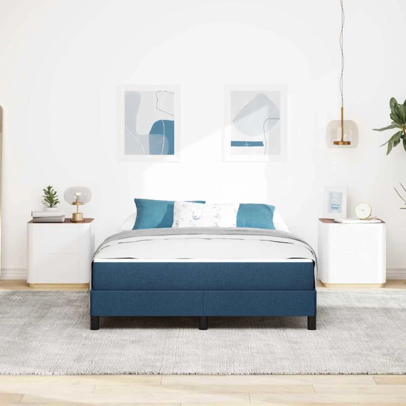 vidaXL Κρεβάτι με ελατήρια με στρώμα Μπλε 140 x 190 cm ύφασμα