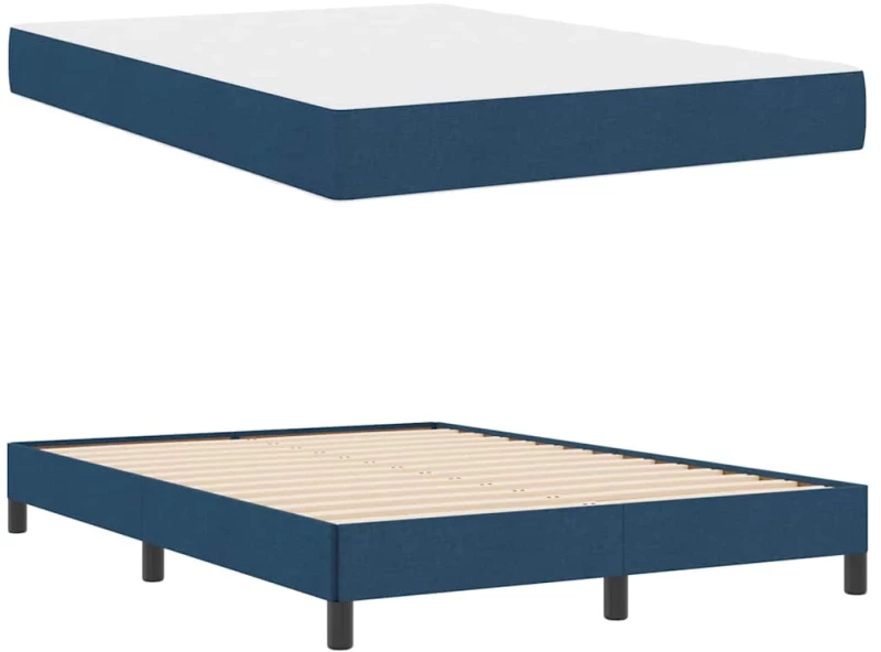 vidaXL Κρεβάτι με ελατήρια με στρώμα Μπλε 140 x 190 cm ύφασμα