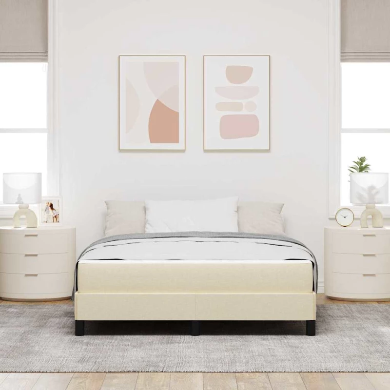 vidaXL Κρεβάτι με ελατήρια με στρώμα Κρεμ 160 x 200 cm ύφασμα