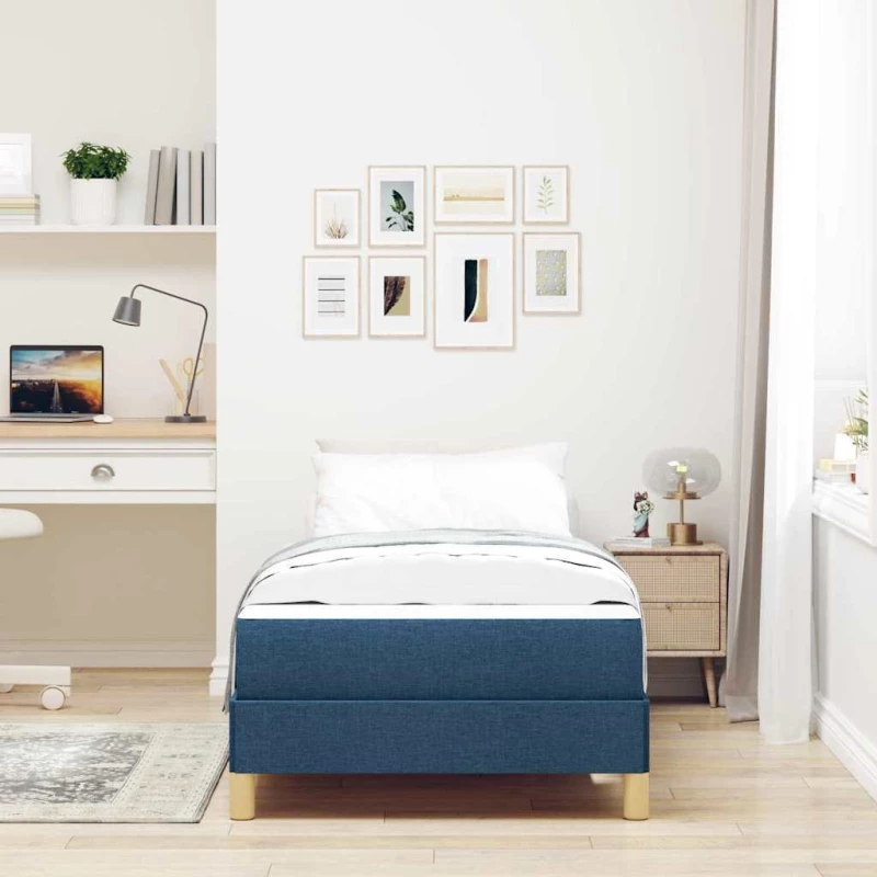 vidaXL Κρεβάτι με ελατήρια Μπλε και Καφέ 90 x 190 cm