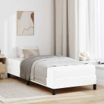 vidaXL Κρεβάτι με στρώμα Καθαρό Λευκό 90 x 200 cm Τεχνητό δέρμα