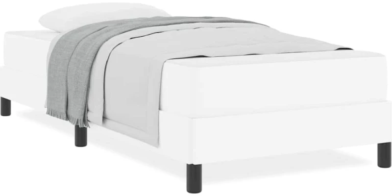 vidaXL Κρεβάτι με στρώμα Καθαρό Λευκό 90 x 200 cm Τεχνητό δέρμα
