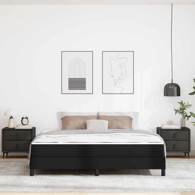 vidaXL Κρεβάτι με στρώμα Μαύρο 180 x 200 cm Τεχνητό δέρμα