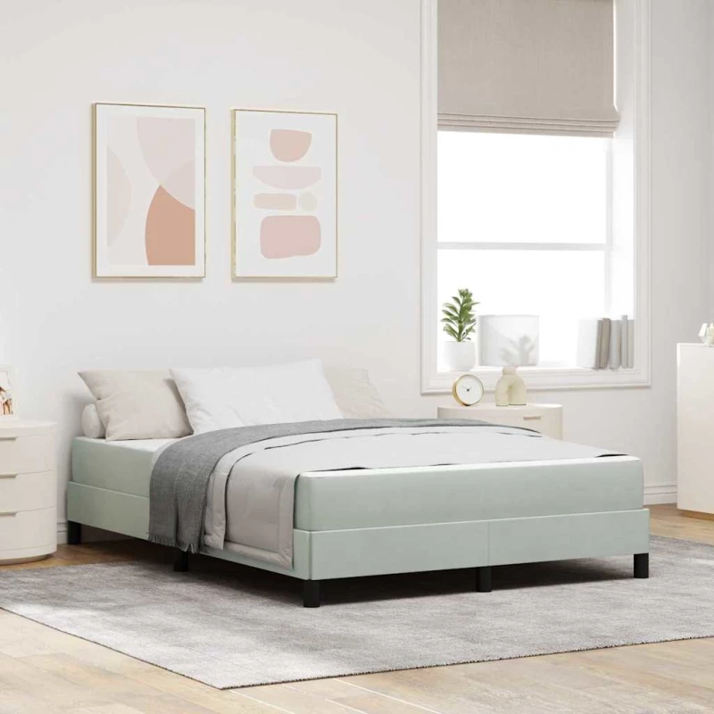vidaXL Κρεβάτι box spring με στρώμα Ανοιχτό γκρι 140 x 200 cm Βελούδο
