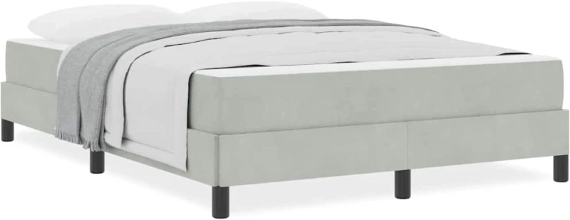 vidaXL Κρεβάτι box spring με στρώμα Ανοιχτό γκρι 140 x 200 cm Βελούδο