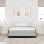 vidaXL Κρεβάτι box spring με στρώμα Ανοιχτό γκρι 140 x 200 cm Βελούδο