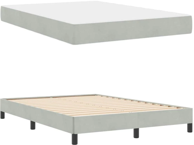 vidaXL Κρεβάτι box spring με στρώμα Ανοιχτό γκρι 140 x 200 cm Βελούδο