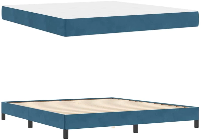 vidaXL Κρεβάτι box spring με στρώμα Σκούρο Μπλε 180 x 200 cm Βελούδο