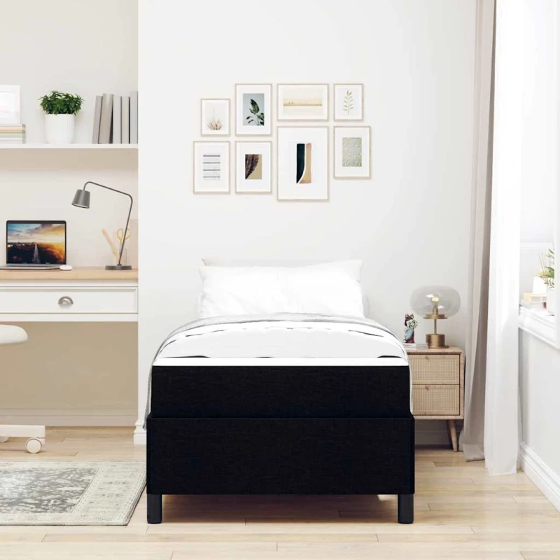 vidaXL Κρεβάτι με ελατήρια Μαύρο και Μαύρο 90 x 200 cm