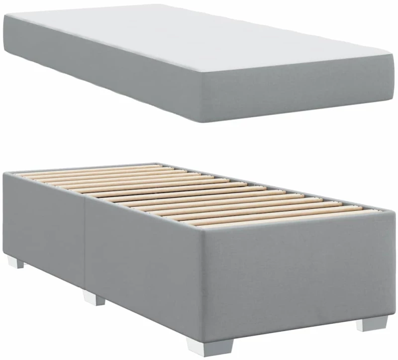 vidaXL Σκελετός Κρεβατιού Ανοιχτό γκρι 90 x 200 cm ύφασμα