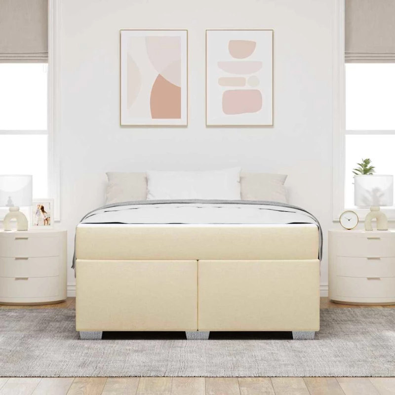vidaXL Σκελετός Κρεβατιού Κρεμ 160 x 200 cm ύφασμα
