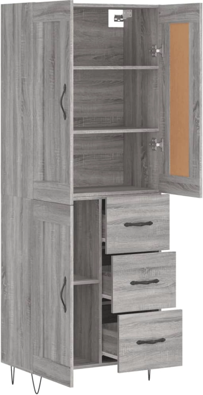 vidaXL Ντουλάπι Γκρι Sonoma 69,5 x 34 x 180 εκ. Επεξεργασμένο Ξύλο