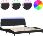 vidaXL Πλαίσιο Κρεβατιού με LED Μαύρο 200 x 200 εκ. Βελούδινο