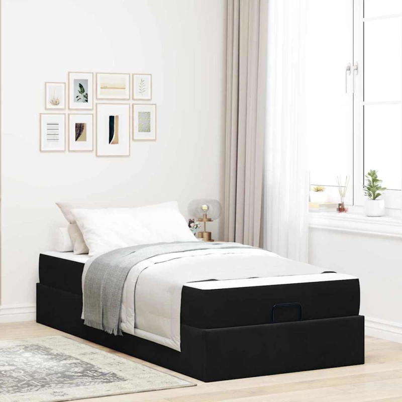 vidaXL Σκελετός Κρεβατιού με στρώμα Μαύρο 90 x 200 cm Βελούδο