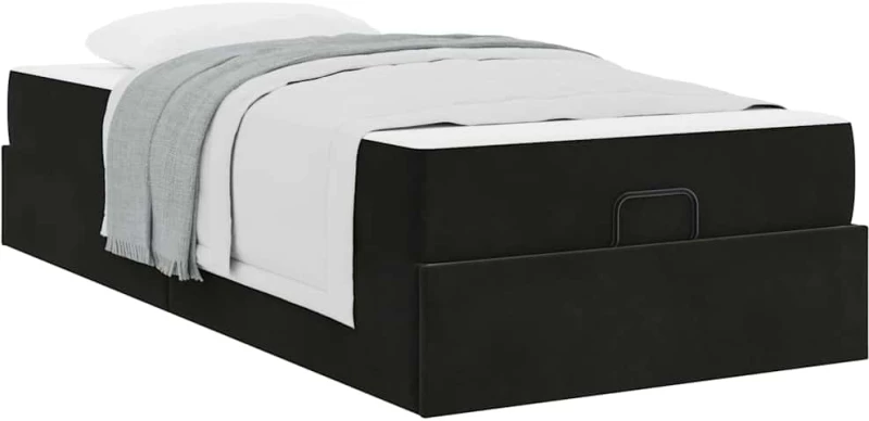 vidaXL Σκελετός Κρεβατιού με στρώμα Μαύρο 90 x 200 cm Βελούδο